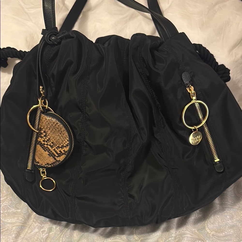 Chloe Black Designer Tote Bag with Gold Accents